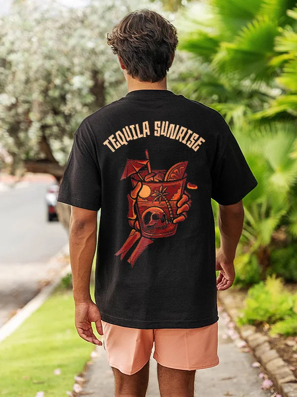 Tequila Sunrise Skull Printed Men's T-shirt