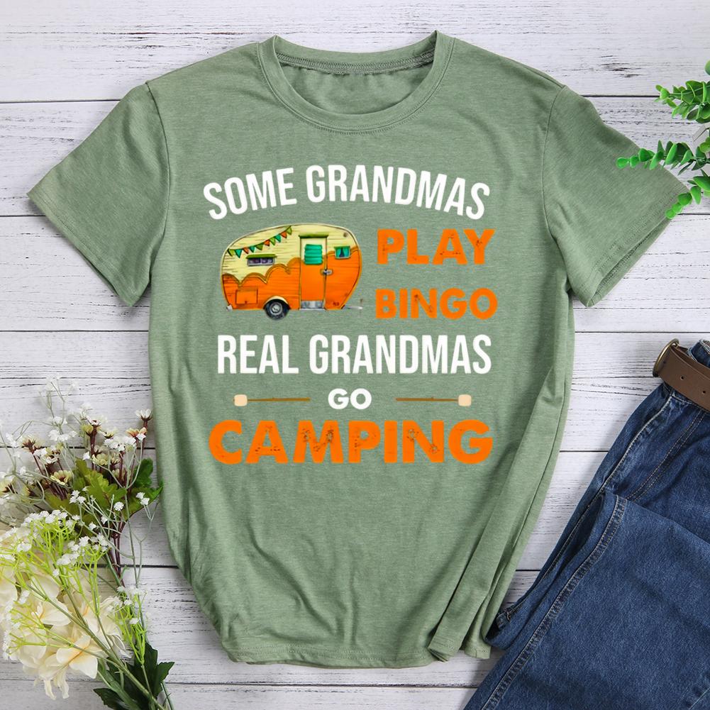 some grandmas play bingo real grandmas go camping Round Neck T-shirt-0022504-Guru-buzz