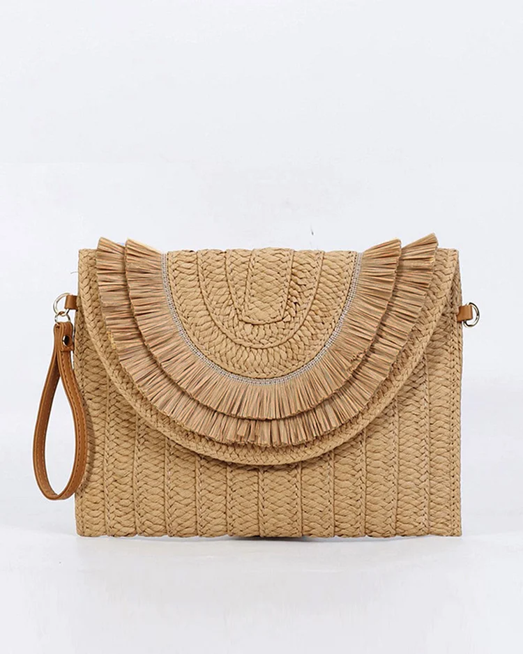 Ethnic style summer beach straw bag