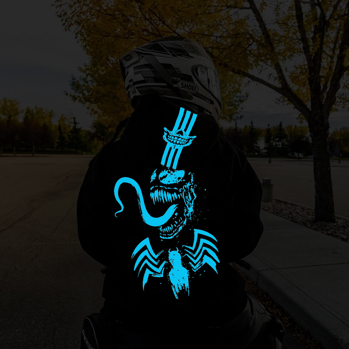 Luminous Ghost Design Motorcycle Riding Cotton Hoodie