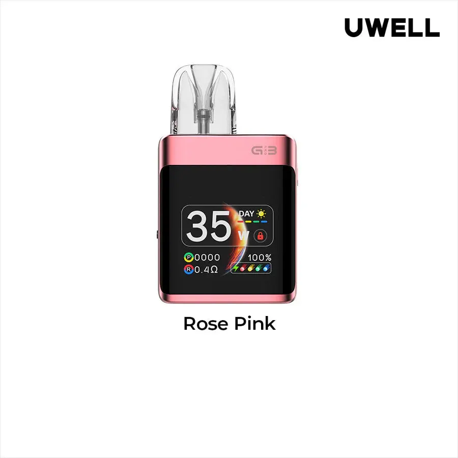 Rose Pink UWELL Caliburn G3 Pro Koko 35W pod system with 0.4 ohm resistance.