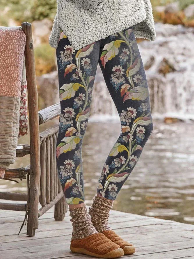 Floral West Styles/Cows Stretch Leggings Pants