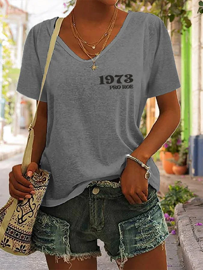 Women's 1973 Pro Roe Protect Roe vs. Wade Print Casual T-Shirt socialshop