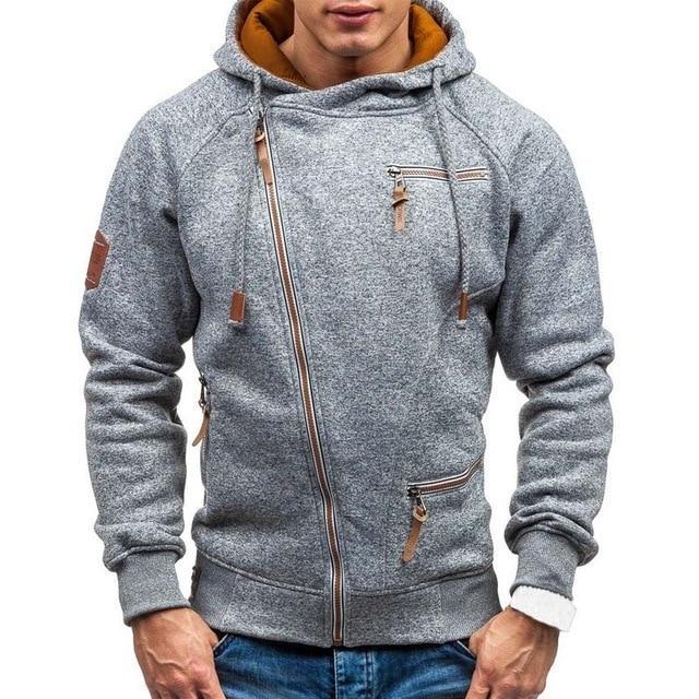 Hoodie Casual Solid Long Sleeve Hoodies Sweatshirts Slim Zipper Hoody Sweatshirt Men Hooded Streetwear
