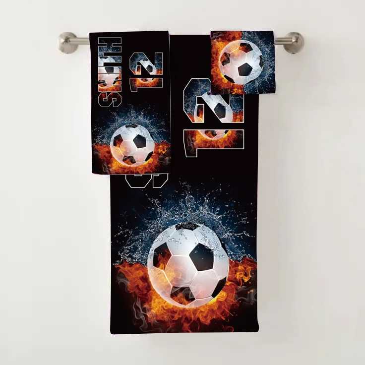 Kids Personalized Soccer Bath Towel Set | Towel137-MZ