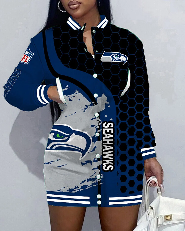 Seattle Seahawks
Limited Edition Button Down Long Sleeve Jacket Dress