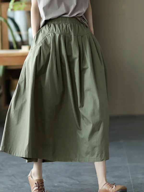 Retro Casual Loose Thin Solid Color Skirt