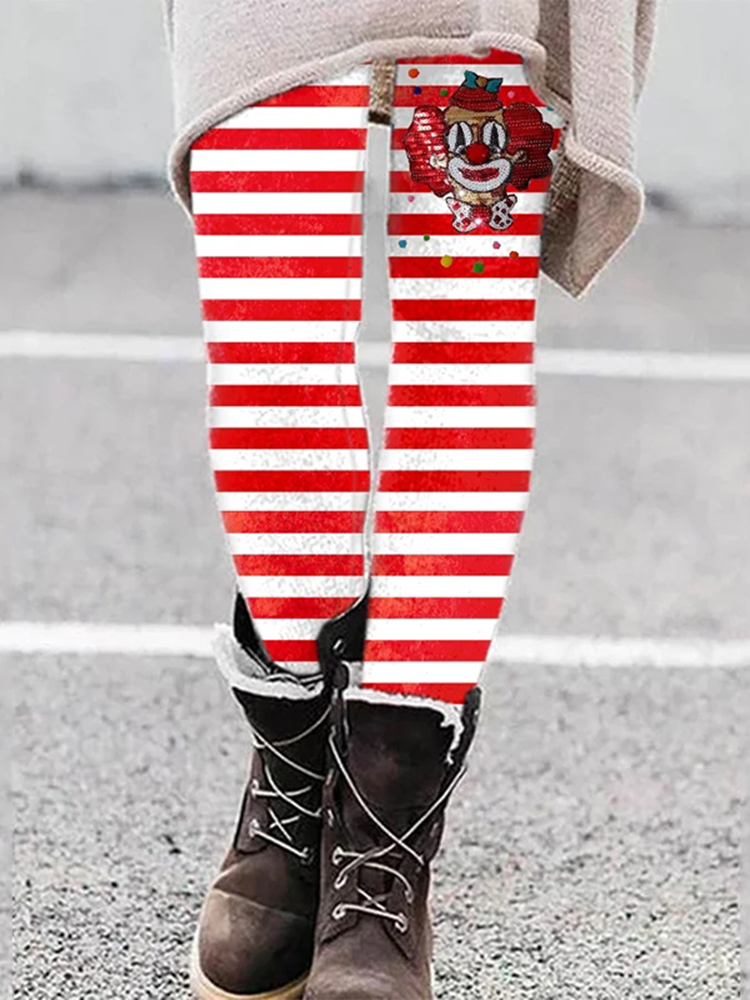 Comstylish Women's Cologne Carnival Print Casual Leggings