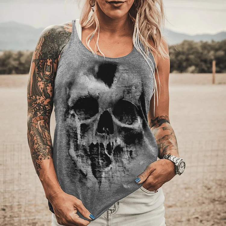 Spring And Summer New Skull Print Women'S Fashion Vest