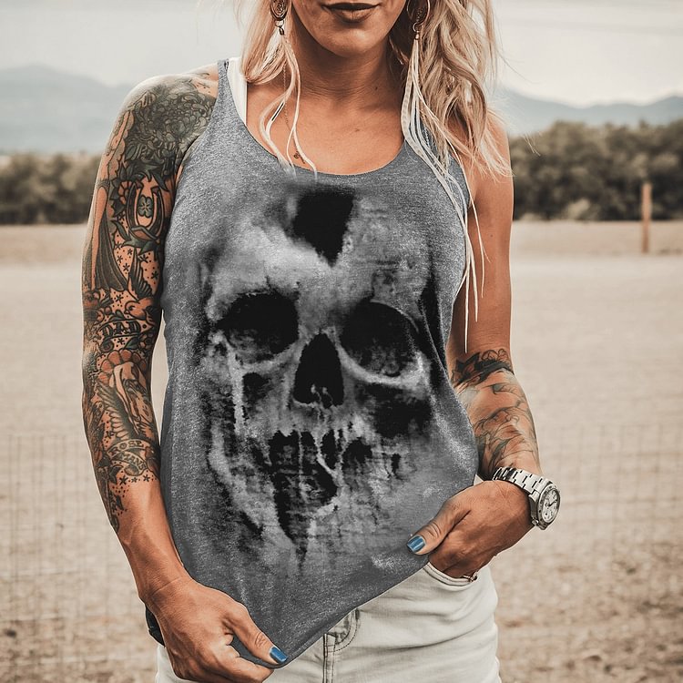 Spring And Summer New Skull Print Women'S Fashion Vest