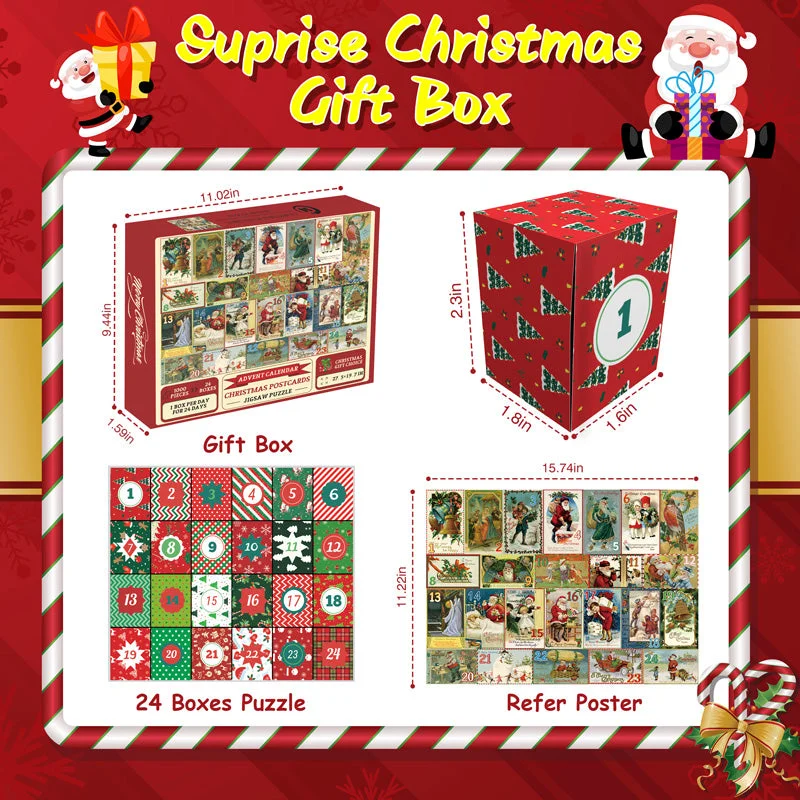 Pickforu Christmas Postcards Advent Calendar Jigsaw Puzzle Pieces