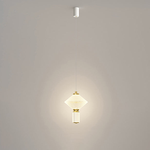 Modern Luxury Iron Aluminum Acrylic Rhombic Column LED Pendant Light For Bedside