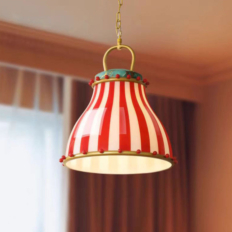 Contemporary Scandinavian Drum Iron Glass 1-Light Pendant Light For Living Room