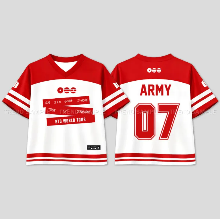 BTS WORLD TOUR 'ARMY' 商品 BTS ARMY World Tour Jersey | Red Concert Outfit Shirt