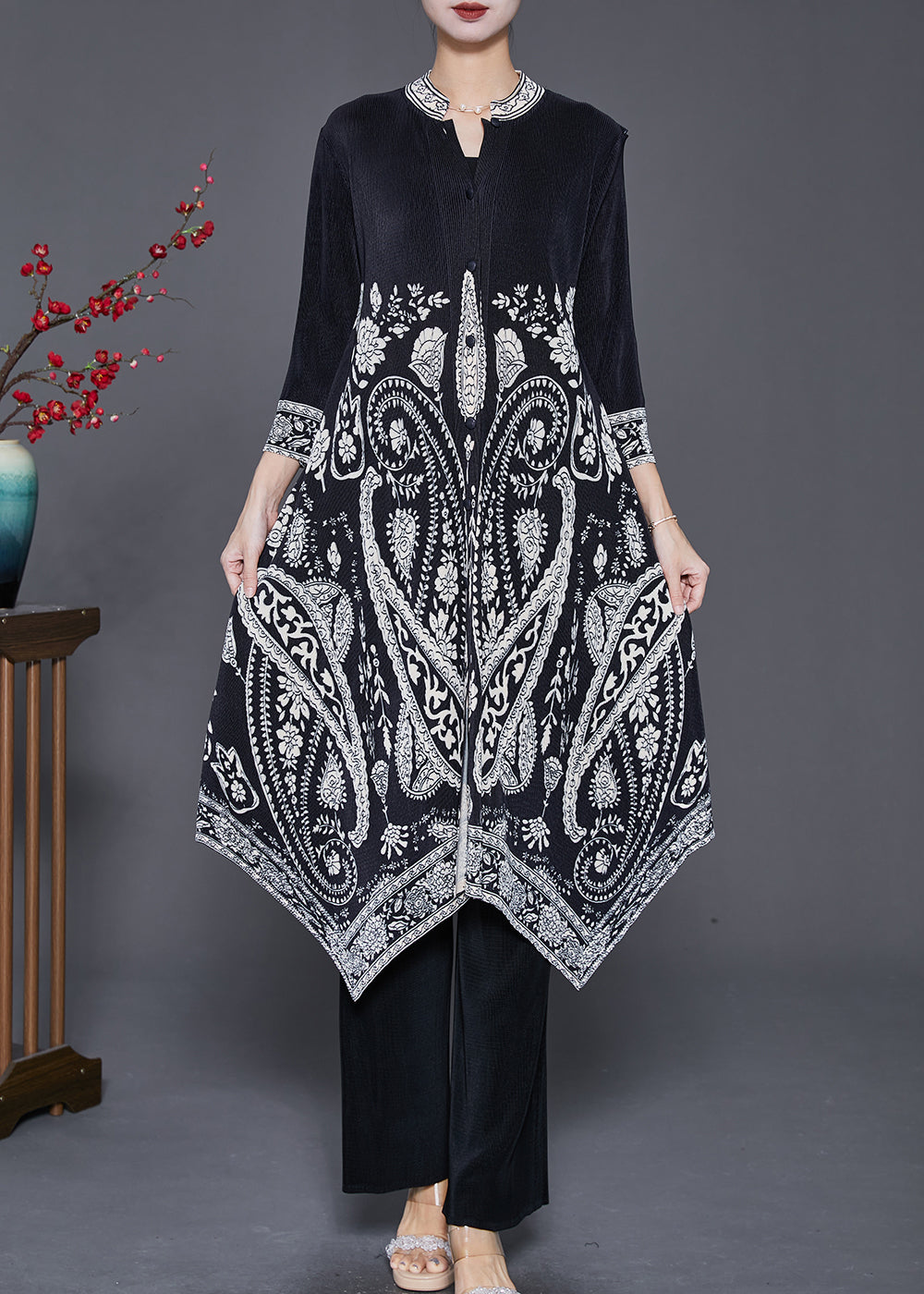 Black & Multi Silk Print Knit Dress main image 0