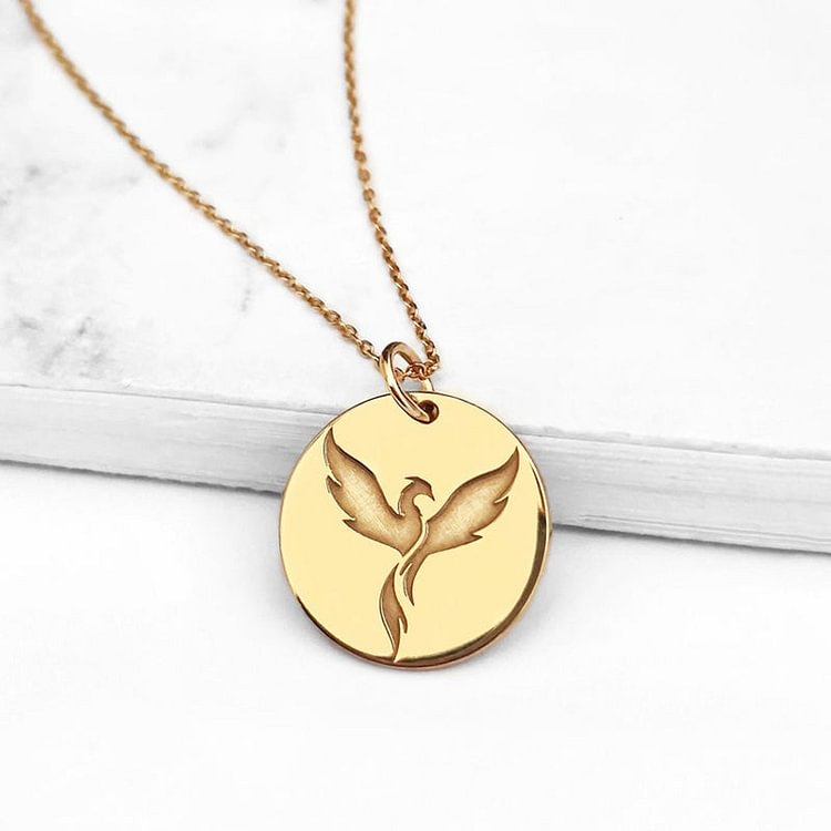 Solid Gold Dainty Phoenix Bird Necklace