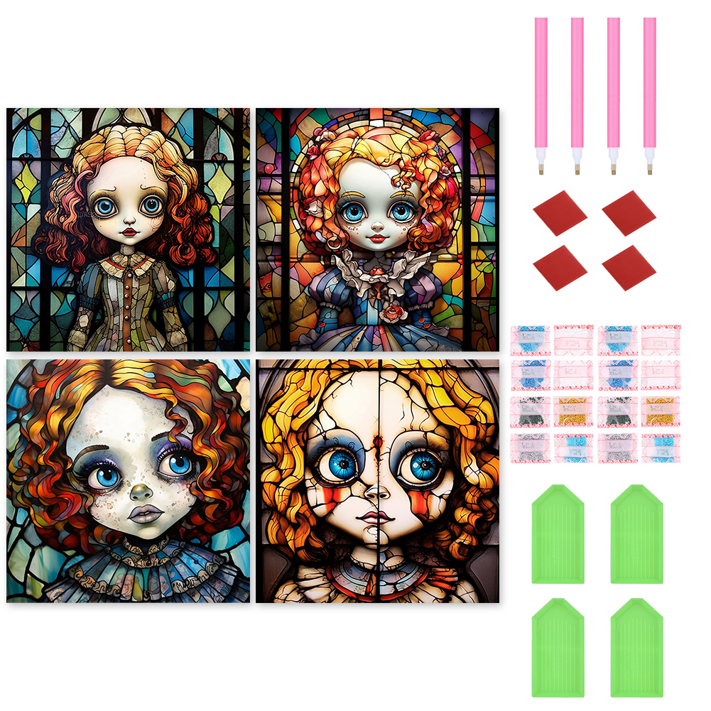 Halloween Horror Doll Glass Painting 30*30CM(Canvas) Full Round Drill Diamond  Painting