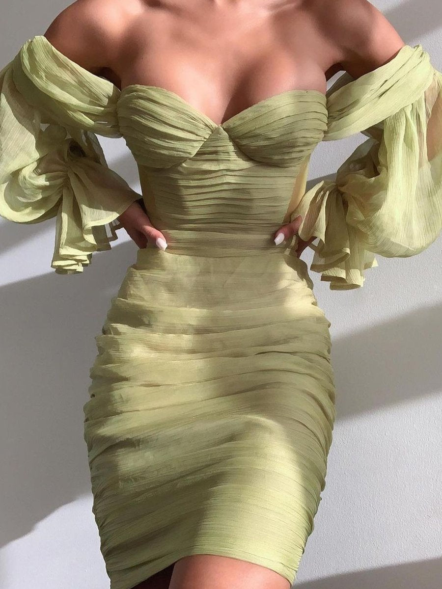 off Shoulder Collar Dress Slim Fit Hip Wrapped Short Dress main image 1
