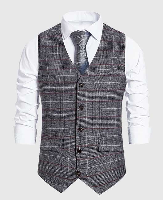 Modern Button Front V Neck Vest