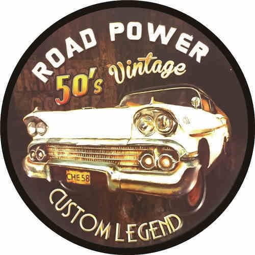 Car Road Power - Round Shape Tin Signs/Wooden Signs - 30*30CMs - 30*32CM