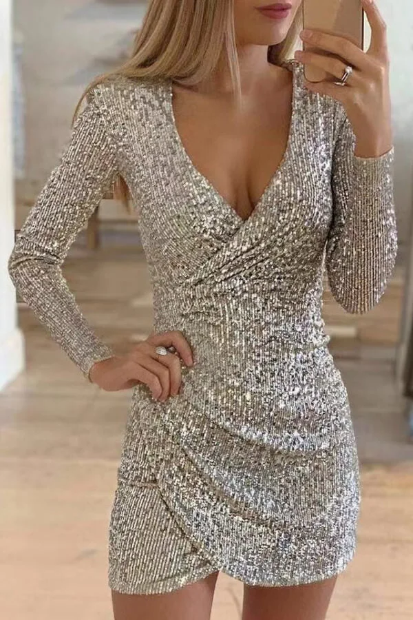 Fashion Sexy Sequin Slim Mini Dress