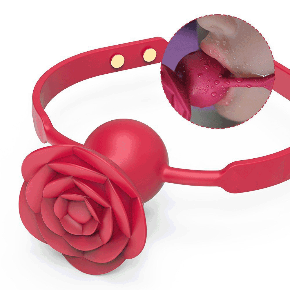 Vibrating Rose Ball Gag, rose toy,rose vibrator,the rose toy,rose sex toy