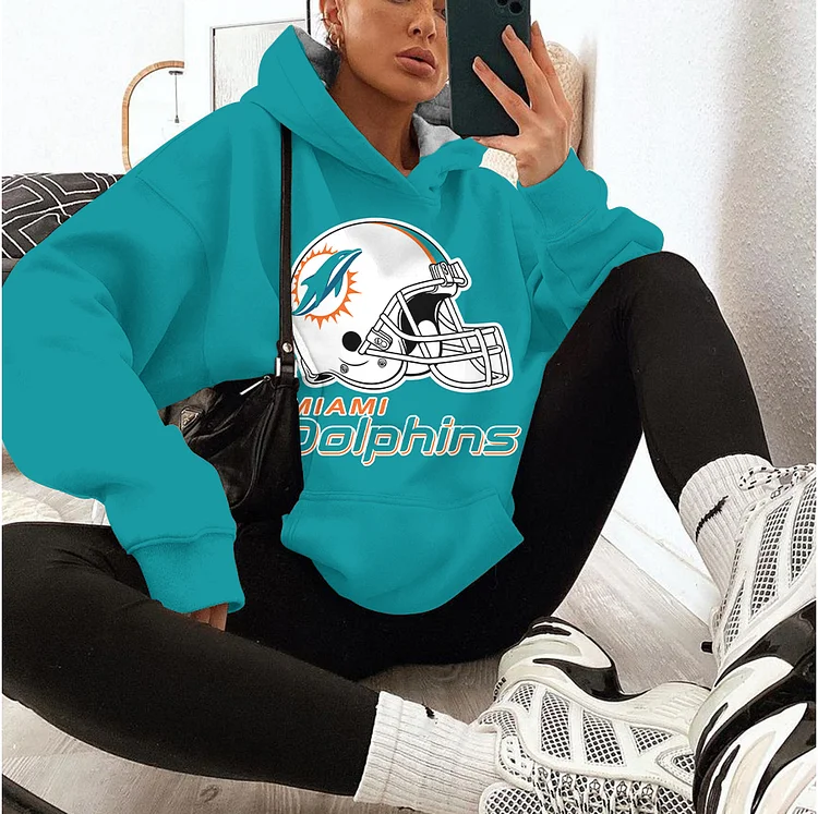 Miami Dolphins  Printed Hooded Pocket Pullover Hoodie