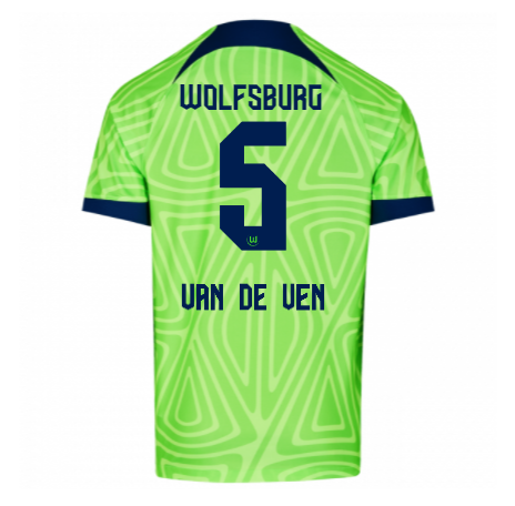 VFL Wolfsburg Micky van de Ven 5 Home Shirt Kit 2022-2023