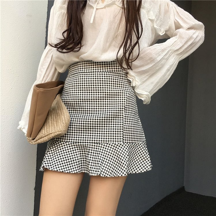 Gingham Mini Skirt YP3794