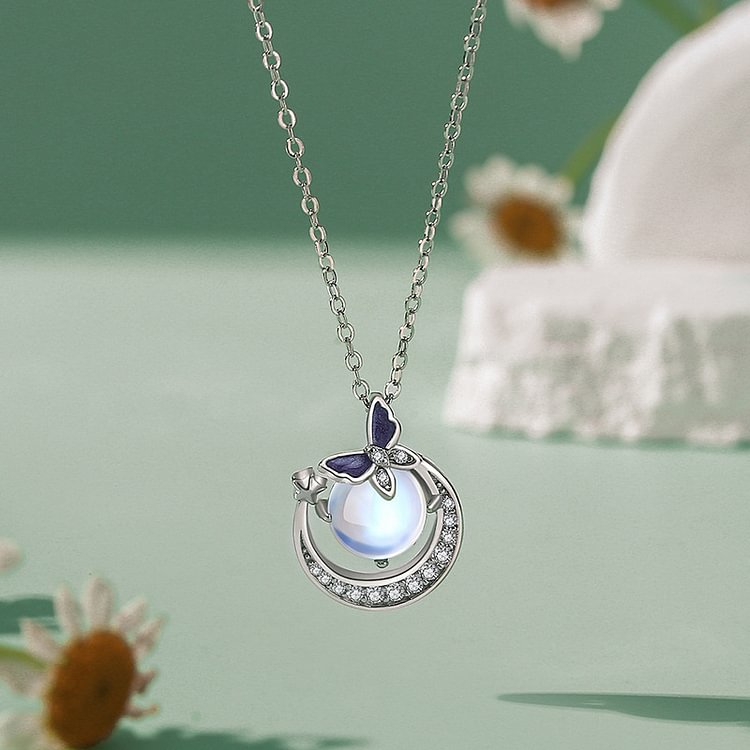 Moonstone Butterfly Necklace