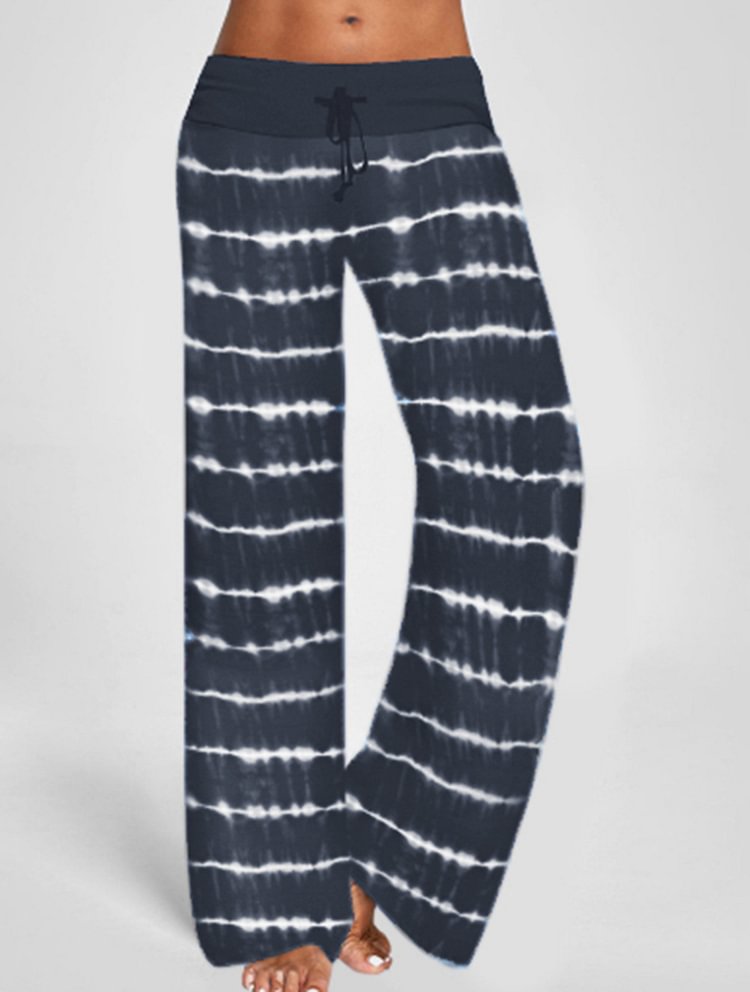 Comstylish Fashion Tie Dye Loose Lace Up Lounge Pants