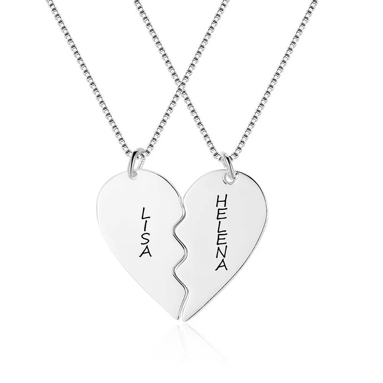 Best Friends Pendant Necklace BFF Puzzle Heart Matching Necklace For Women Broken Heart Necklace Set