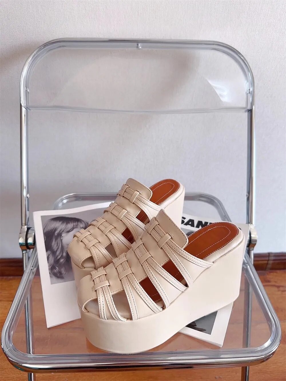 VCshoes Women Fairy Roman Hollow Slippers Nude Sandals Lady High Thick Heels Pumps Girl Dress Party Shoes 32-47 12cm