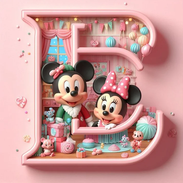 Disney Mickey Minnie Letters 40*40CM (Canvas) Full Round Drill Diamond Painting gbfke