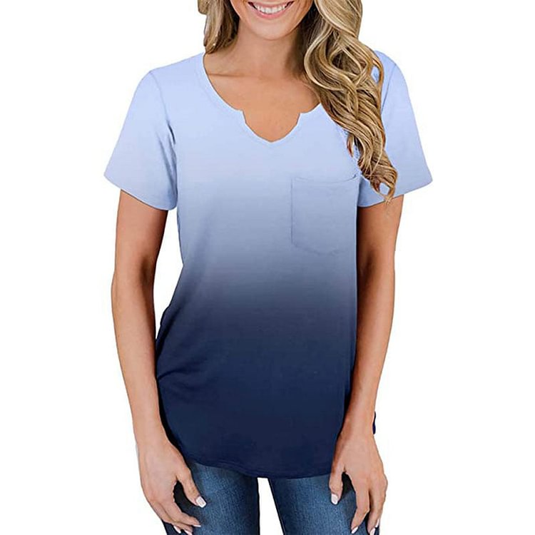 Tie-dye Print V-neck T-shirt With Pockets