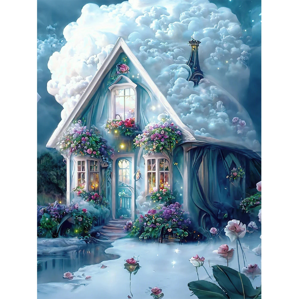 Flower House Canvas Full Round Or Square Drill Diamond Painting