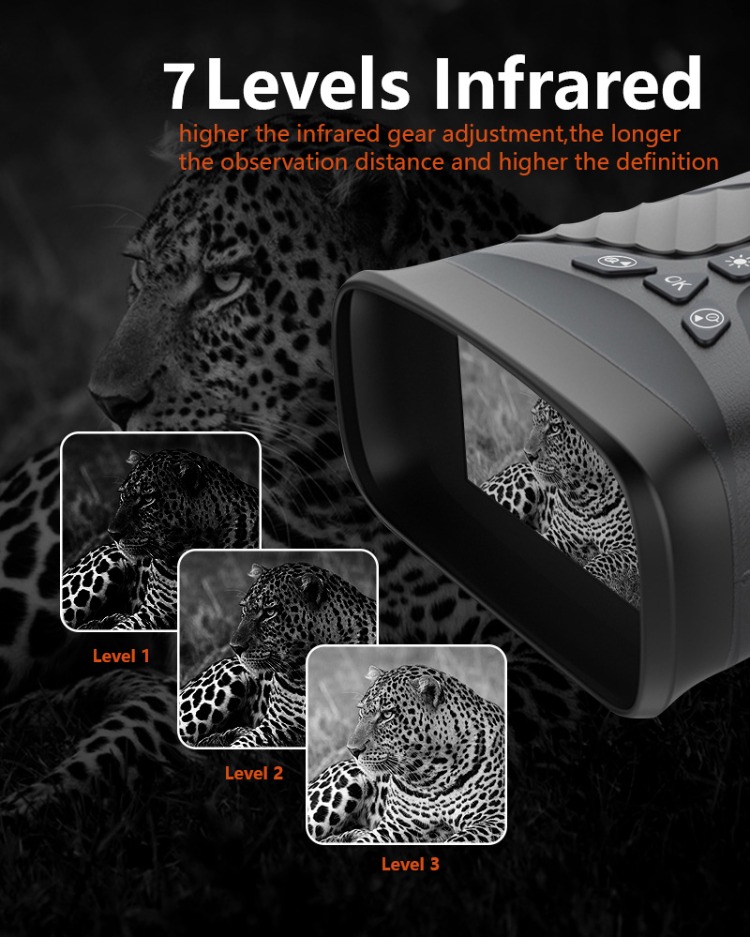 BekinTek Night Vision Binoculars Rechargeable Telescope Infrared NVG Goggles Full Dark Observing 7x IR Adjustment 8x Digital Zoom 2.5K Video Recording 40M Photo 3 Inches Large HD Screen with 32G TF Card for Low Light Bird Watching Camping Concerts 9