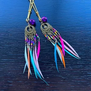 pornhint Pornhint BDSM Adjustable Feathers Nipple Clamps LGBTQ Pride Jewelry Belly Dance Pendant Sex Toy