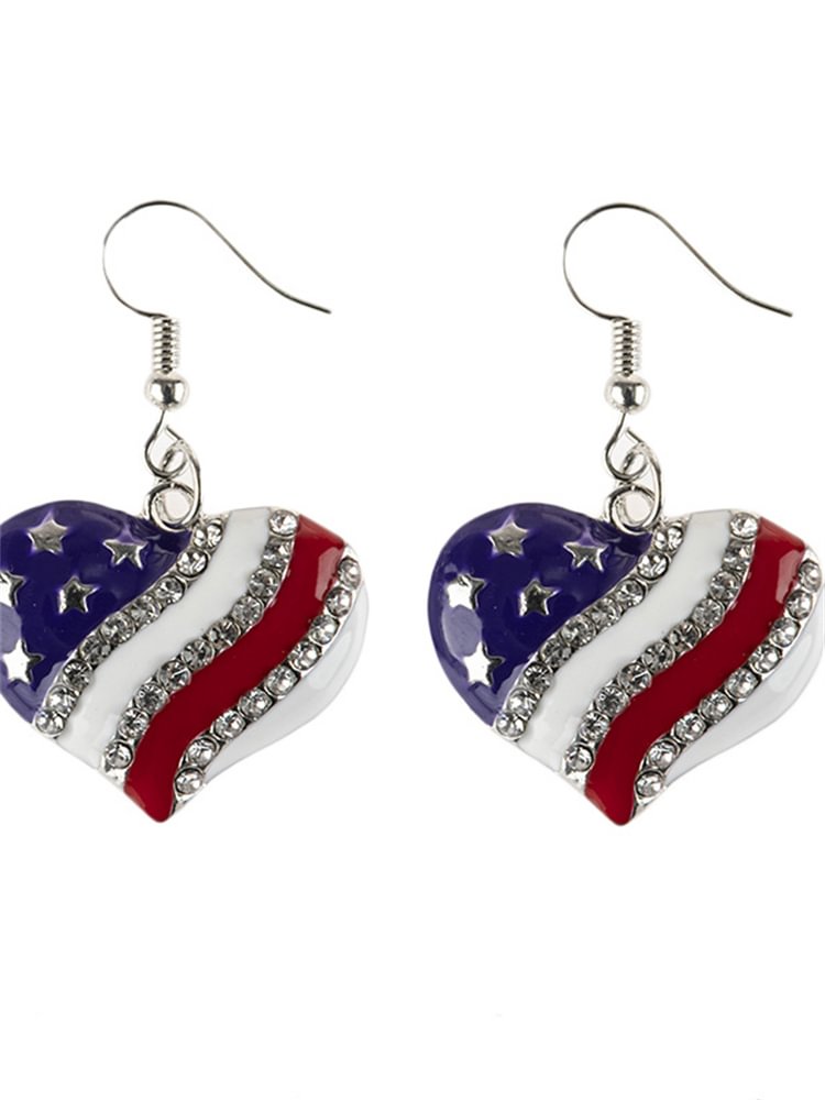 Comstylish Flag Inspired Rhinestone Studded Earrings