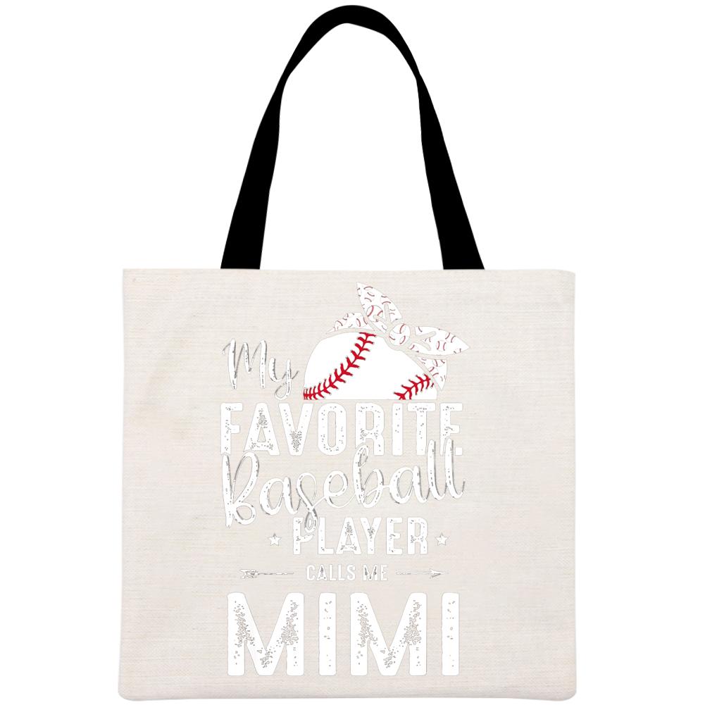 My Favorite Baseball Player Calls Me Mimi Printed Linen Bag-Guru-buzz