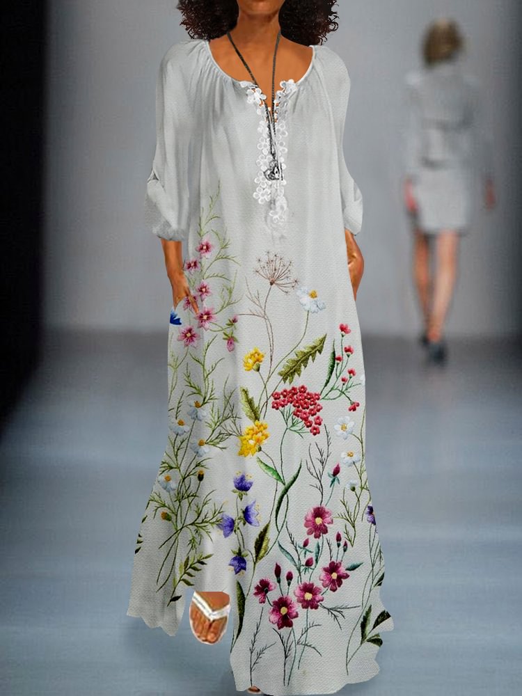 Printed Casual Lace Dress P181400650