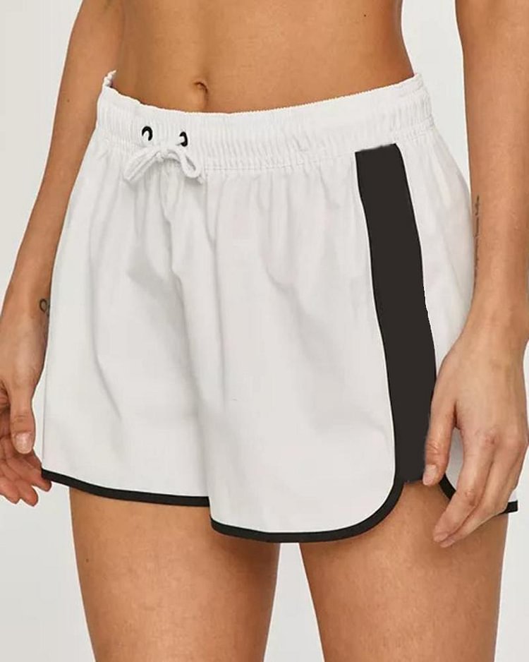 Colorblock Drawstring Waist Contrast Binding Sports Shorts - Shop Trendy Women's Clothing | LoverChic