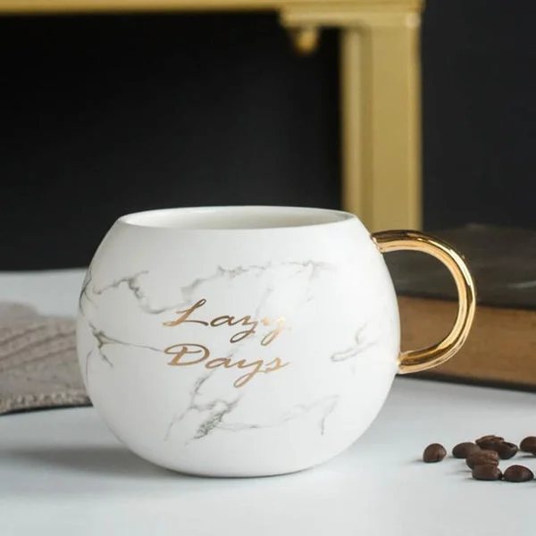 Marbled Coffee Mug - Gold Ceramic Mug - Appledas