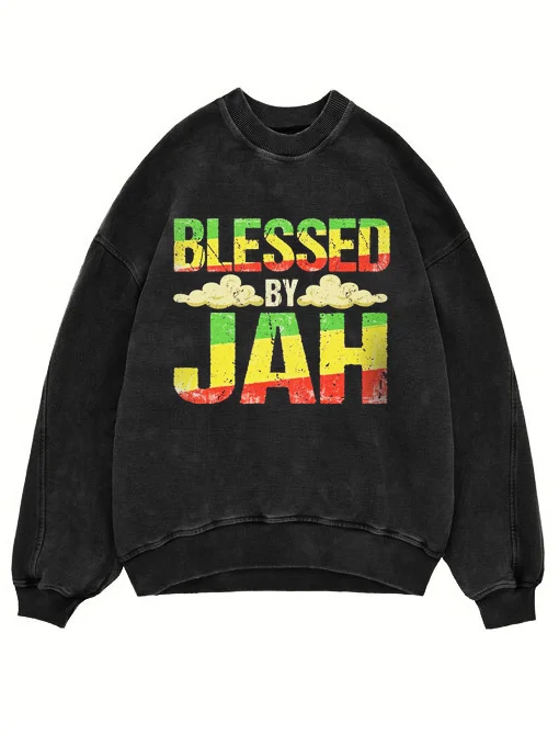 Men's Juneteenth Blessed By JAH Printed Casual Sweatshirt