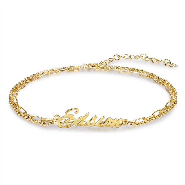 Custom Name Bracelets Cuban Chain Personalized Name Bracelets Gold