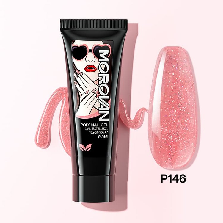 Juicy Pink Glitter Poly Nail Gel