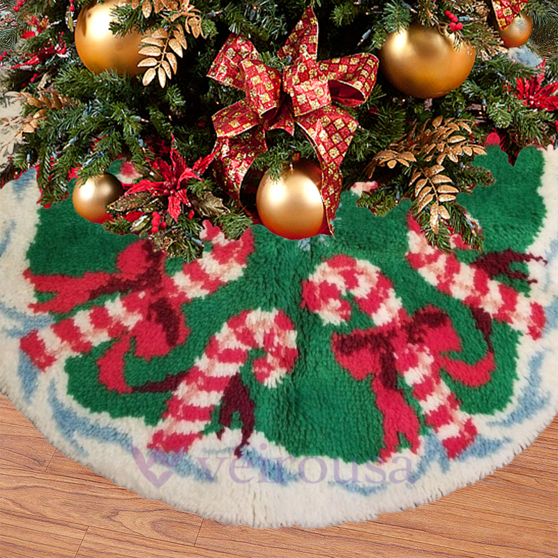 Candy Christmas Tree Skirts Latch Hook Kit for Beginner