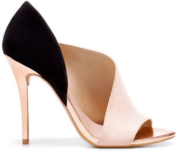 Blush Heels Open Toe Suede Stiletto Heel D'orsay Pumps |FSJ Shoes