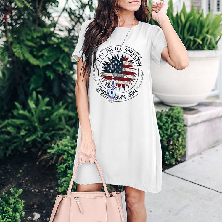 Casual Flag Sunflower Print Dress