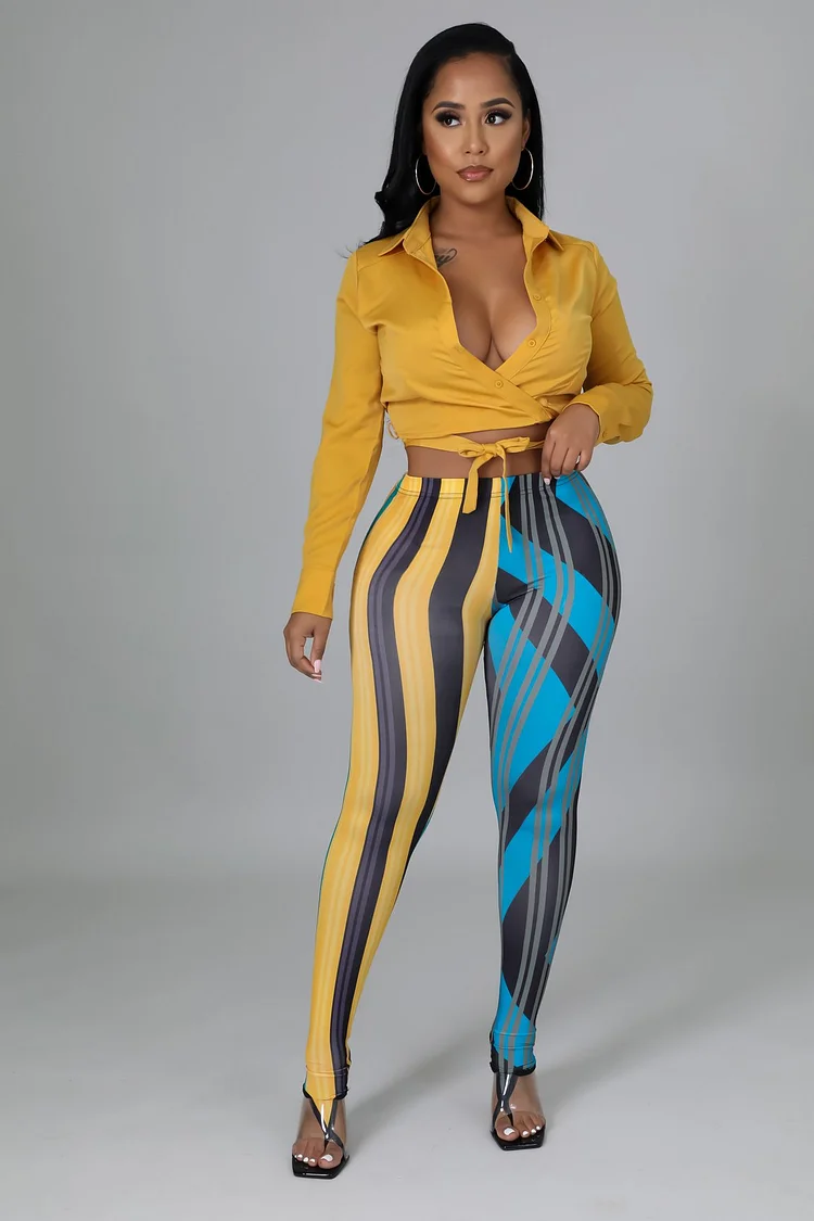 High Waist Stretch Leggings Color Block Pants